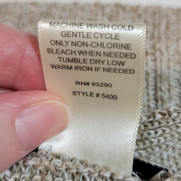 Cotton Emporium (Women's M) "Vallerie" Pocket Beige Open Front Cardigan Sweater - Picture 7 of 7